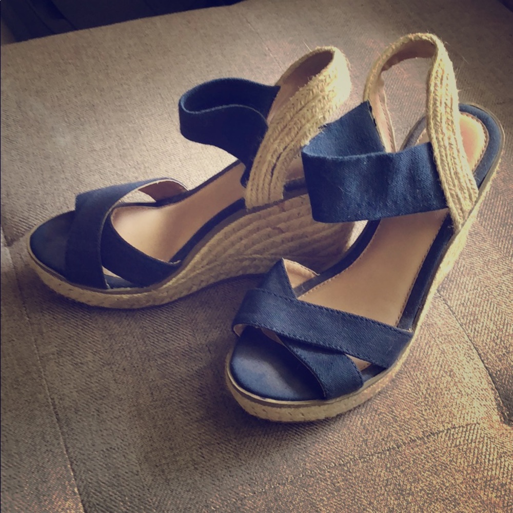 Merona blue espadrille wedges VGUC sz 7